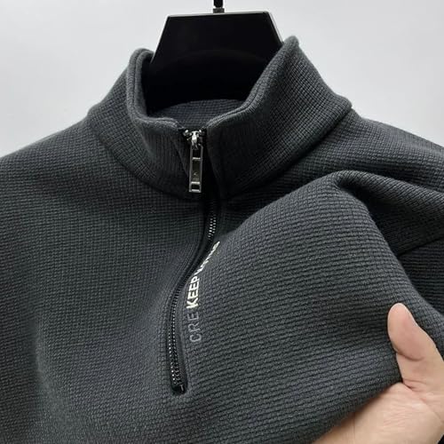 Turtleneck Sweater Men Fashion Knitwear Solid Color Chunky Half Zipper Thickening Luxury Warm3