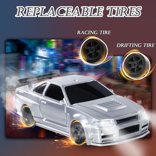 Image of 1 /43 Mini RC Drift Car with Gyroscope, 2.4GHz 4WD Full Proportional High Speed Micro Hobby RC Cars with Lights Racing Tires, Fast Small Remote Control Car, Toy Model Gift for Adults Kids Boys Girls