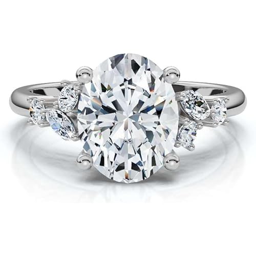1 CT-5 CT IGI Certified Lab Grown Diamond Ring 10K 14K 18K Solid Gold Nature Inspired Diamond Accented Engagement Ring Wedding Christmas Gift for Women(E-F Color, VS1/VS2 Clarity)