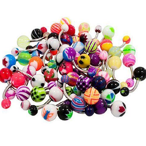 Baost 1 Set Fashion Unisex Multicolor Body Piercing Jewelry Set Stainless Steel Nose Rings Hoop Nose Stud Eyebrow Jewelry Belly Tongue Bar Ring 105Pcs Mixed Random Style #TOP4