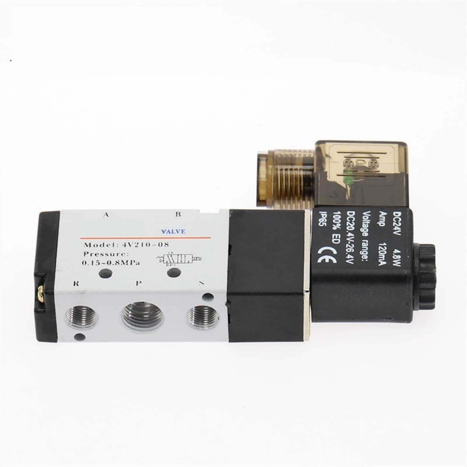 Válvula solenoide eléctrica de 5 vías y 2 Posiciones 4V210-08 Tamaño del Puerto DC12V,24V. AC110V,220V, válvula Control Aire Piezas neumáticas 1 Pieza(AC220V)