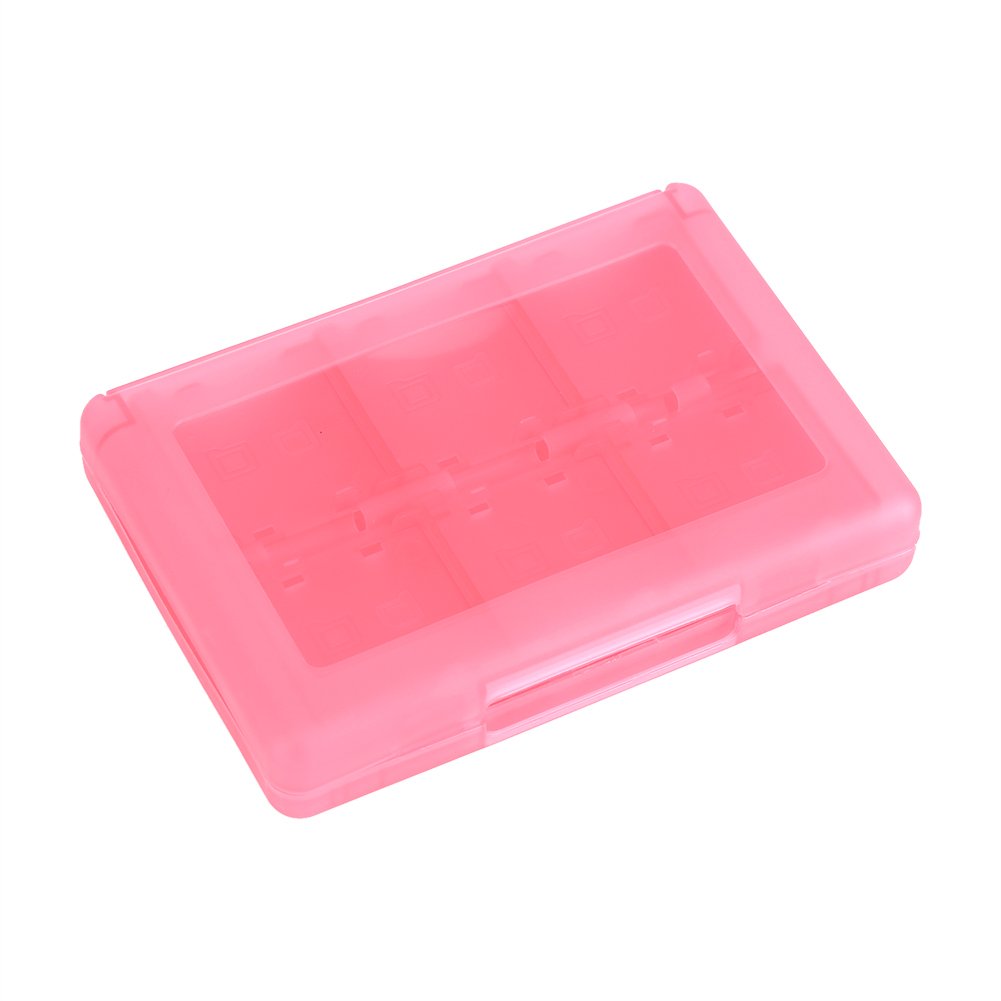 VIFER 28 en 1 Jeu Carte Mémoire Étui PP en Plastique Carte Cartouche Boîte de Rangement pour 3DS DSL DSI LL(Rose)