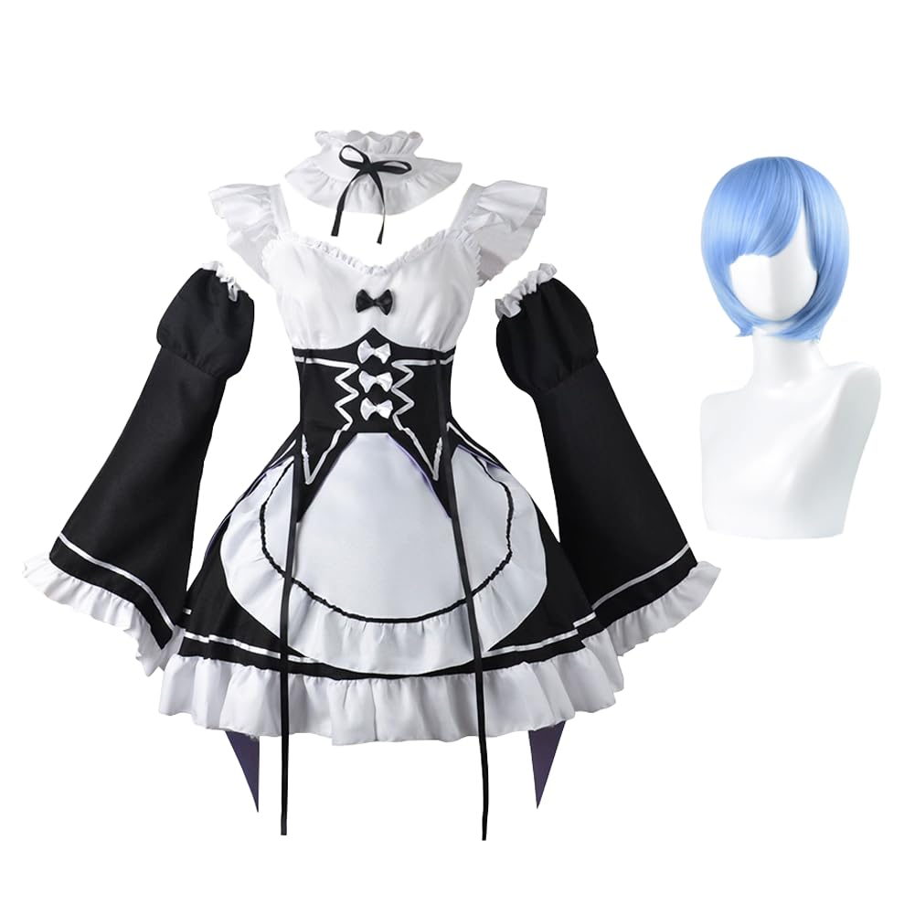 Anime Re:0 Rem Ram Maid Cosplay kostium Halloween, impreza, strój anime, wystawa, sukienka Lolita, mundur dla kobiet i dziewcząt