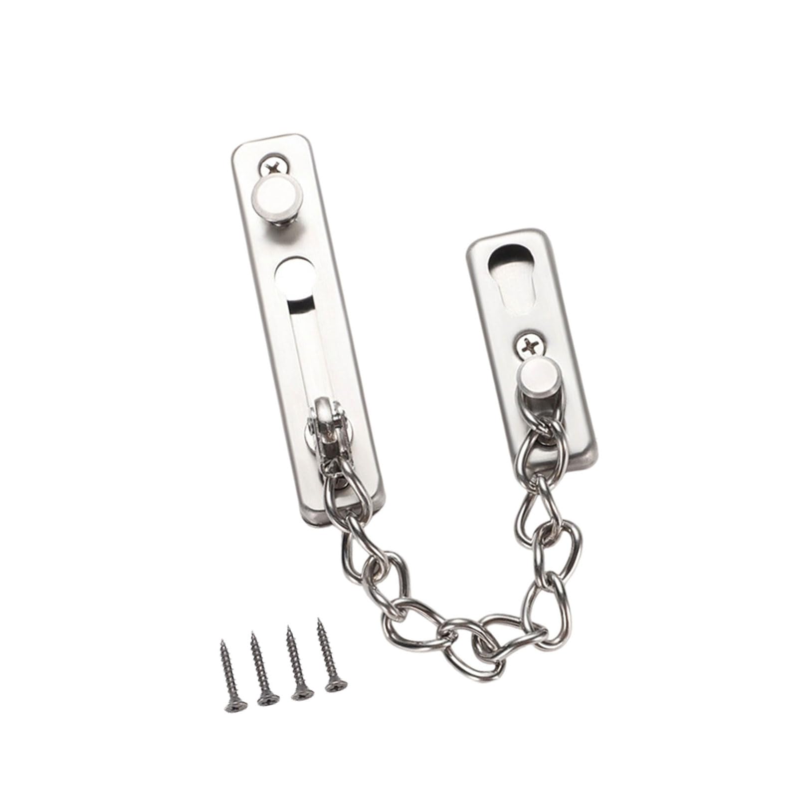 Tsophreniq Silver Stainless Steel Anti-Theft Chain Security Door Chain None Drill Security Door Attachment For Home And Offices Sliding