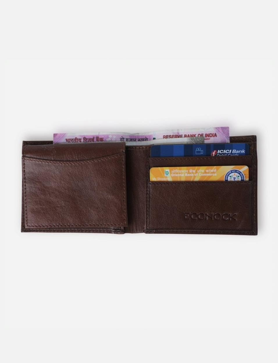 ECONOCK Mizu Wallet | 7 Slots | for Men & Women | Outer Material - Upcycled Leather, Inner Material - Leather (Tan, 4.2 X 3.5 X 1 Inch) 1