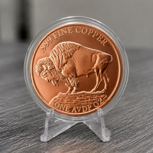 Image of Buffalo Nickel Replica 1 oz Pure .999 Copper Round Collectible Jumbo 39mm Coin in Capsule - COA by Heavenly Metals