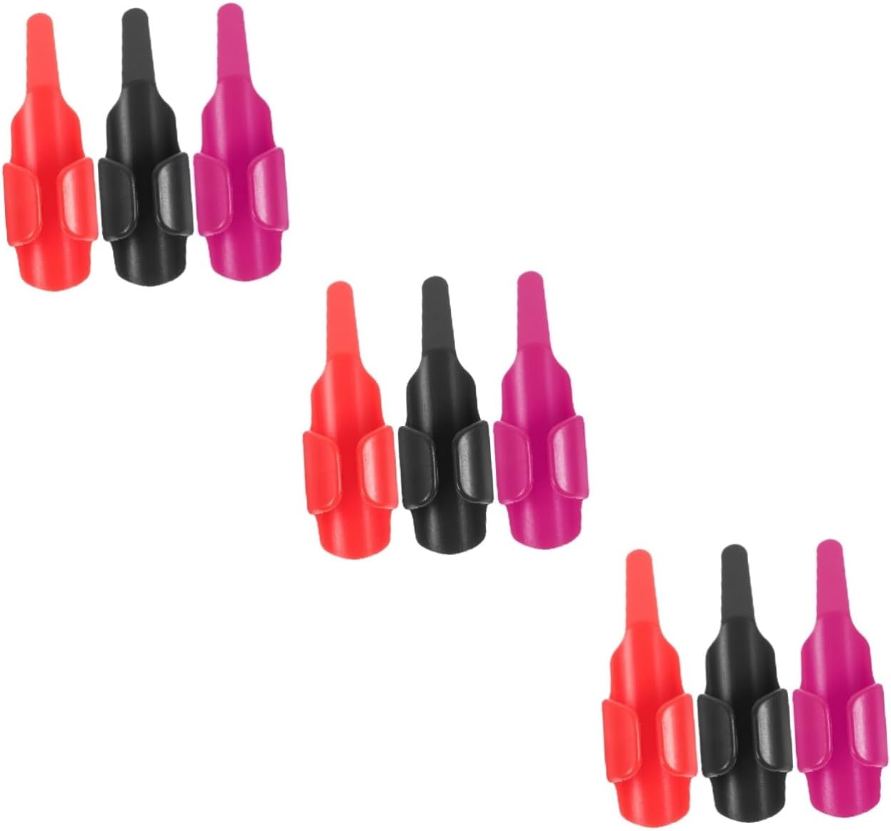 VILLCASE 15pcs Fingerthing Pusher Tool Ergonomic Sewing Finger Protectors for Quilting and Knitting Non- Design for Easy Use Suitable for Finger Black Red