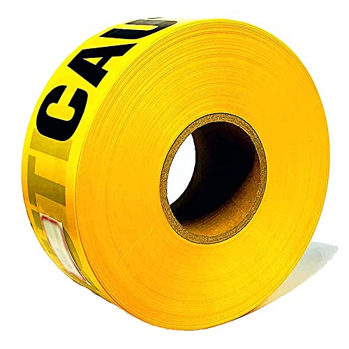 Vilmon 3 Inches x 1000 Feet Caution Tape Roll Warning Tape(Non Adhesive),Reflective Flagging Tape for Hazardous Areas and Restricted Access Borders (Yellow)