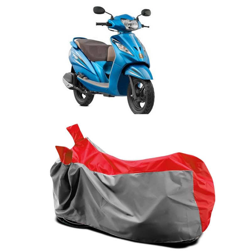 Image of DUFFEL-Two Wheeler Bike Body Cover Compatible for Tvs Wego Bs6 Heat Protectio /UV-Rays /Birds Dropping /DustProof /Waterproof All Variants [Gray Red]