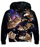 uideazone Girls Hoodies 3D Personalized Flying Cat Stylish Hooded Sweatshirt Unisex Long Sleeve...