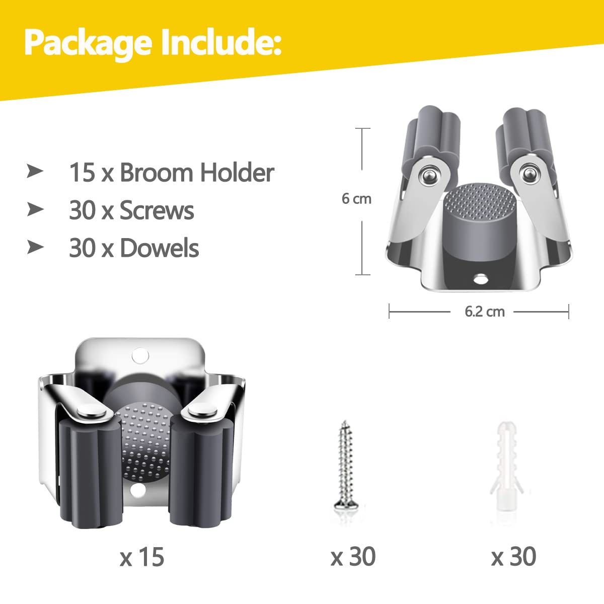 Porta Scope Da Parete Verdenu 10 Pezzi - Organizzatore Per Cucina, Bagno, Garage, Grigio - Foto 6