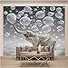 Msrahves papier peint panoramique Gris animal éléphant couleur bulle Stickers Muraux Autocollant Mural Chambre Salon Bureau Décoration Murale Décoration murale trompe l'œil Chambre et Salon