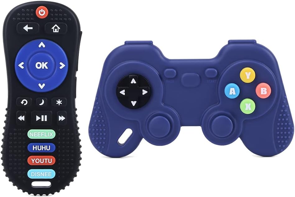 Soft Silicone Baby Teething Toys, Remote Control and Game Control Shape Babies Chew Toys, 3-12 Months Infant Toddlers BPA Free Baby Teethers Relief Soothe Toys by JinZeFa…