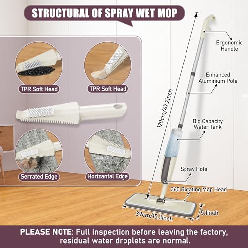 Image of Spray Mops for Floor Cleaning: MEXERRIS Wet Mop with 3 Washable Pads for Swiffer Powermop - Floor Mop with Refillable Bottle - Home Commercial Dust Mops for Hardwood Laminate Ceramic Tiles