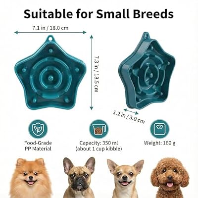 Pet Slow Feeder Bowl for Small Dogs, Puzzle Feeder for Petite Dogs, Anti-Choking, Slow Eating, 350ML Capacity, BPA-Free, Small Size