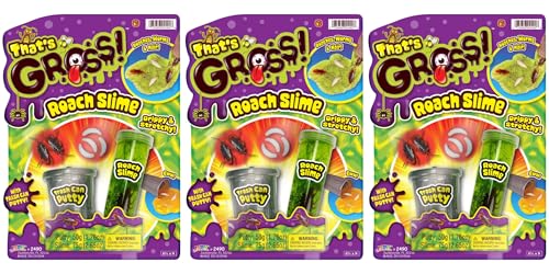 JA-RU Gross Roach Slime Putty Toy. Trash Can Crystal Putty. Roaches, Worms & Hair Drippy Boogers Slime. Stretchy, Sticky & Icky Halloween Party Favor. Sticky, Sensory 2490-1