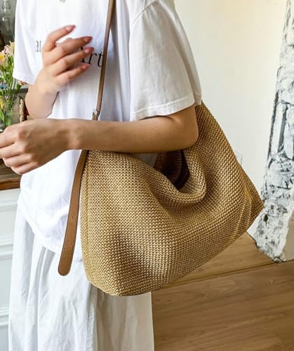 Bolso Tote Slouchy de Paja para Mujer miniatura 7