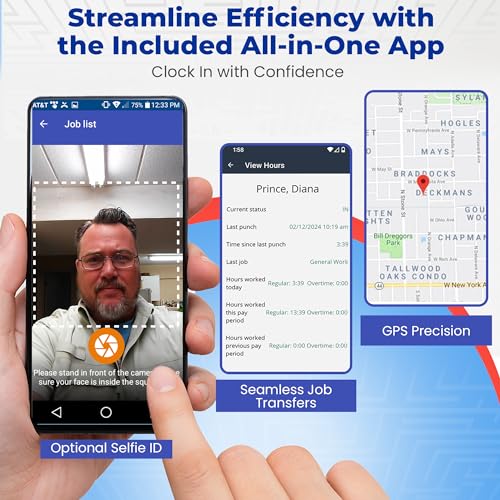 Biometric Time Clock for Employees Attendance - Subscription Clock in Machine for Employees - Pin, Face Scanner, Palm & Fingerprint Time Clocks for Employees Small Business - 2 RFID Time Clock Cards