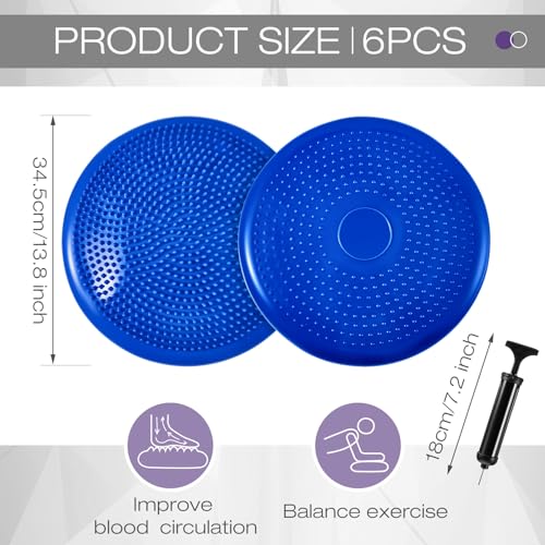 Image of Amylove 6 Pcs Wiggle Seat Inflated Wobble Cushion for Sensory Kid 13 Inch Balance Disc Kids Flexible Seating Exercise Sensory Pad Chair Cushion for Classroom Office School(Dark Color)