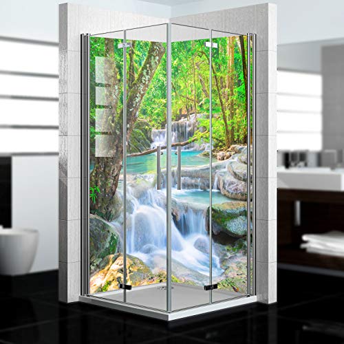 Dedeco 2x Premium Bad Duschrückwand mit Motiv: Wasserfall V8, 90x200cm,...