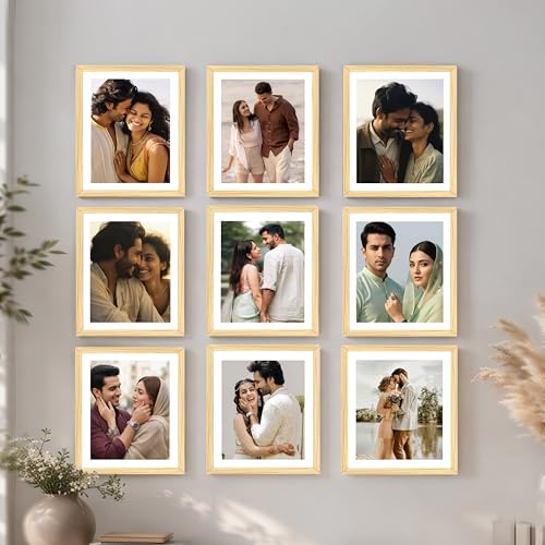 Image of Art Street Premium Photo Frame for living room, Classic Aesthetic Design Photo Frames for Photograph, Art Work, Kids Room Set of 9 (8x10 Inch, Beige)