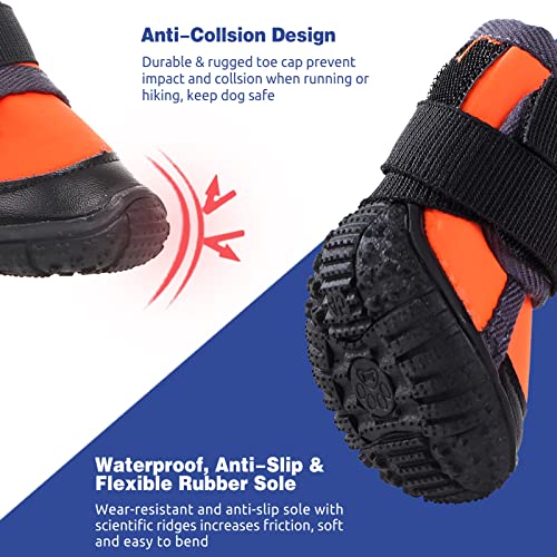 Morvigive Dog Hiking Running Shoes 4 Pcs, Outdoor Pet Boots Sneakers With Rugged Skid-Proof Sole & Adjustable Strap, All-Season Puppy Booties Breathable Pet Paw Protectors For Small Medium Large Dogs #TOP3