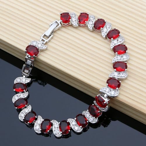 Image of LMXXVJ Fashion Tennis Bracelet Created Emerald White Gold Plated Charm Bracelet Gifts Jewelry for Women