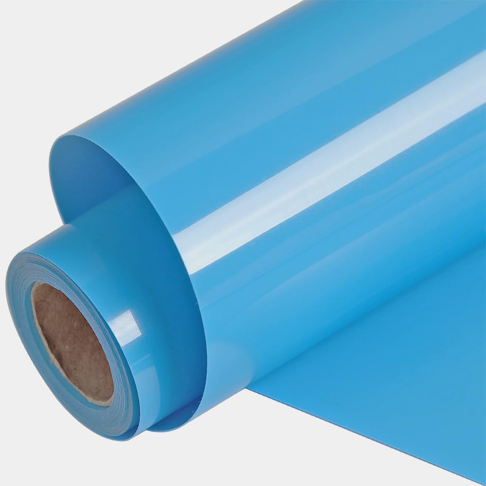 FUNKAKA Heat Transfer Vinyl Rolls, 12" x 9ft Sky Blue Iron on Vinyl