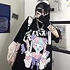 Women Summer Gothic T-Shirt Anime Aesthetic Print Harajuku Fashion Casual Tops, Black, L #5