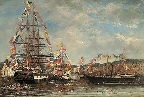 Toile Fête dans la rade de Honfleur Boudin : impression grand format haut de gamme