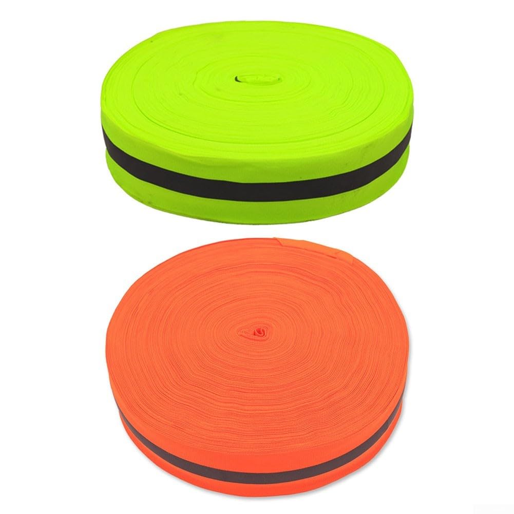 Ligne de délimitation de volleyball de plage avec bande réfléchissante, 5 cm x 100 m en polyester, finition piste pour marquage de terrain de sport, orange/vert/blanc (blanc)