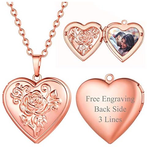 Collar personalizado FOCALOOK Relicario Corazón Locket Rosado de Cobre Cover