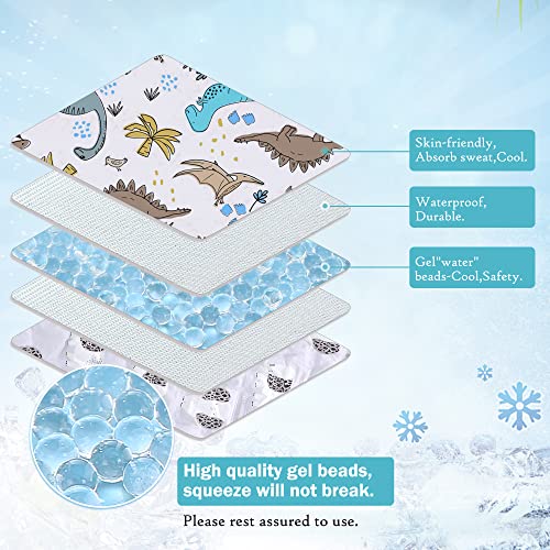 Image of Gel Car Seat Cooler Pad,1 Pcak Double Sides-Universal Baby Stroller Ice Cushion,Summer Cooling Seat Liner,Multifunctional Suitable for Baby Dining Chair,Child Safety Seat(Dinosaur + Elephant)