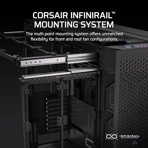 CORSAIR 9000D RGB Airflow Boîter PC Super-Tour – Intérieur Vaste – Système de Support pour Ventilateur InfiniRail™ – Pas de Ventilateurs Inclus – Hub de Système iCUE Link Inclus – Noir