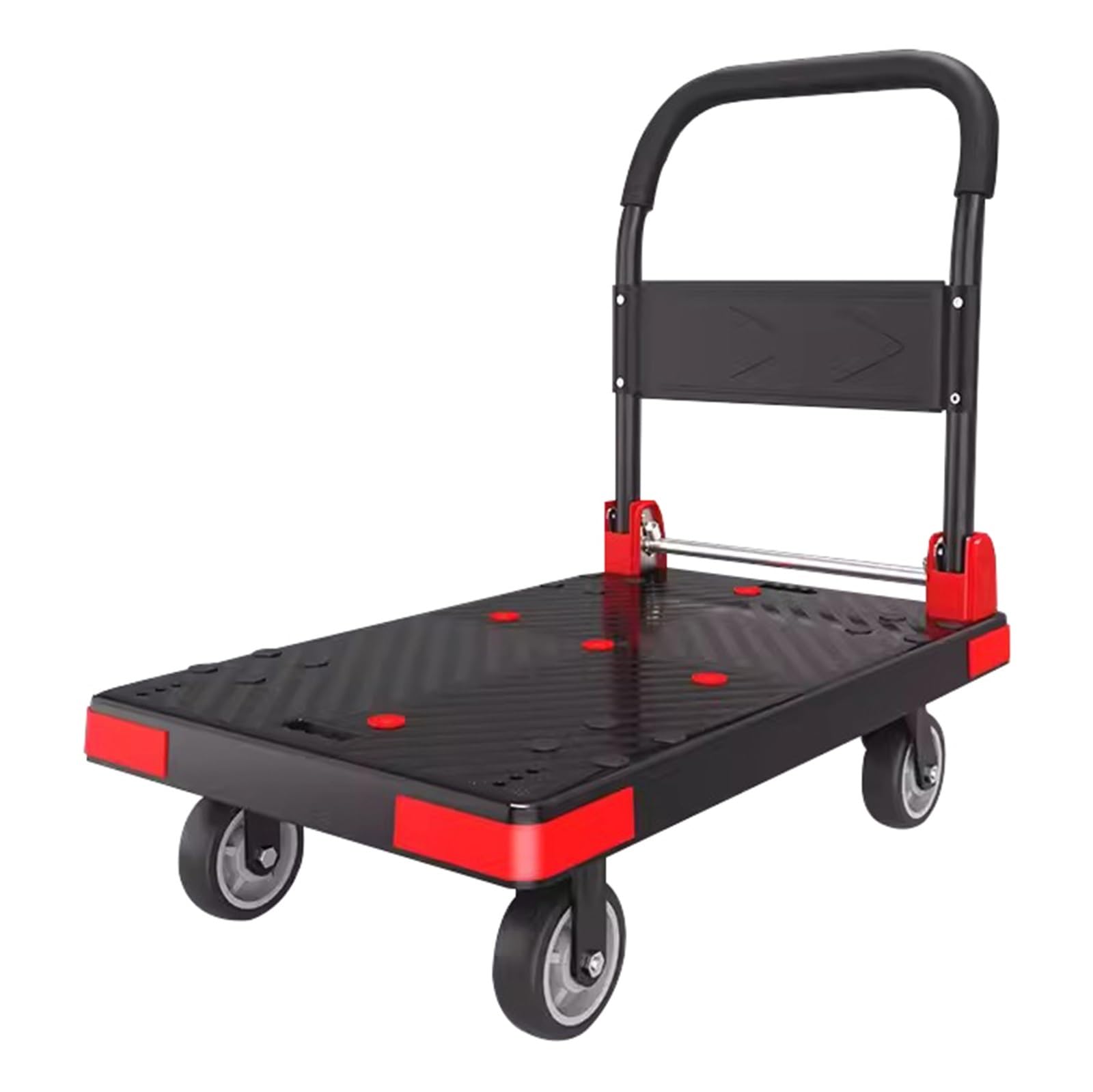 Diable portable pliable – Chariot à plateau robuste de 72 x 48 x 80 cm, idéal pour la maison et le courrier, rangement facile, chariot à plateforme mobile durable – Noir