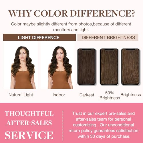 Image of GOO GOO Clip in Hair Extensions Real Human Hair, Remy Human Hair Extensions Clip ins for Women, Natural Human Hair, 16inch 130g 7Pcs, 4A Chocolate Brown