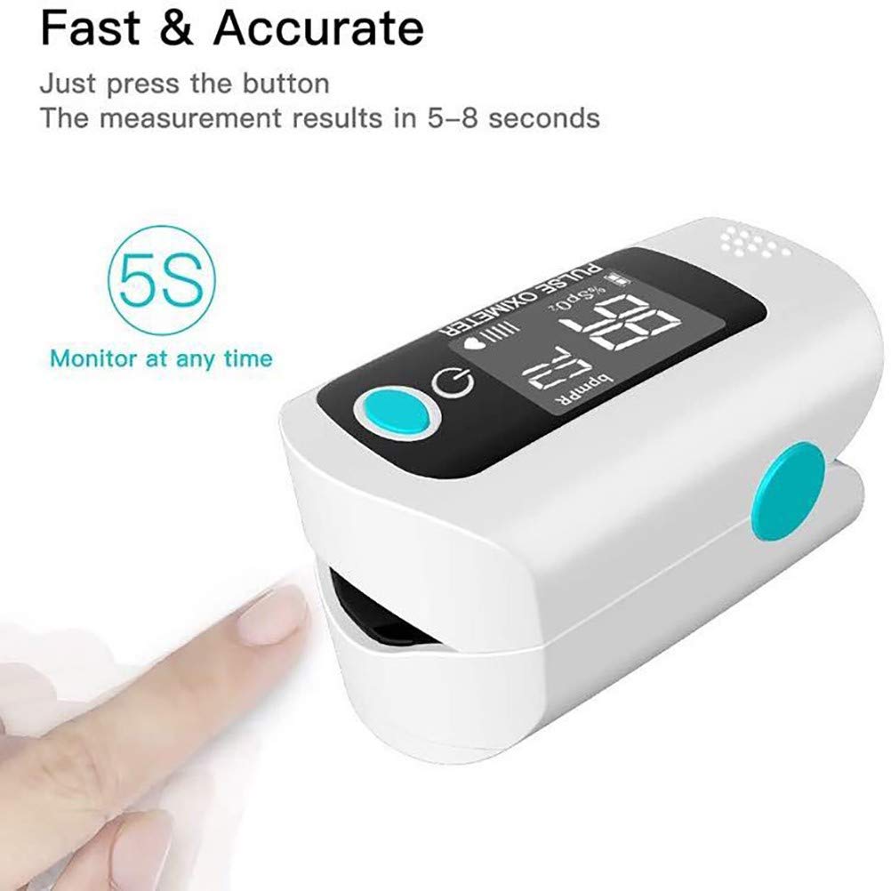 Pulsossimetro da Dito,Portatile Saturimetro con Display LED Ossigeno Saturimetro Monitoraggio Cardiofrequenza per Saturazione di Ossigeno e Frequenza del Polso