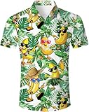 RAISEVERN Mens Hawaiian Shirts Funny Banana Button Down Palm Shirts Short Sleeve for Summer Beach Shirt Holiday Party Tropical