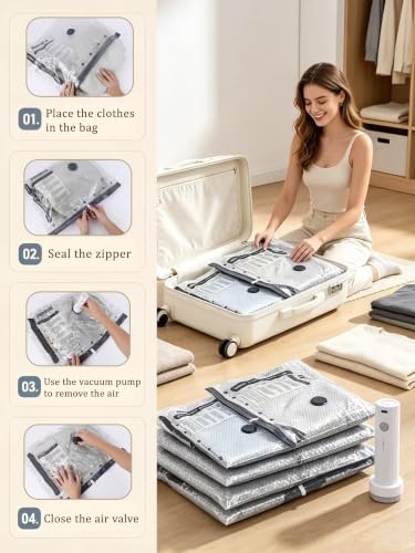 Vacuum Storage Bags for Clothing Travel with Electric Pump, 12 Pack - image 4