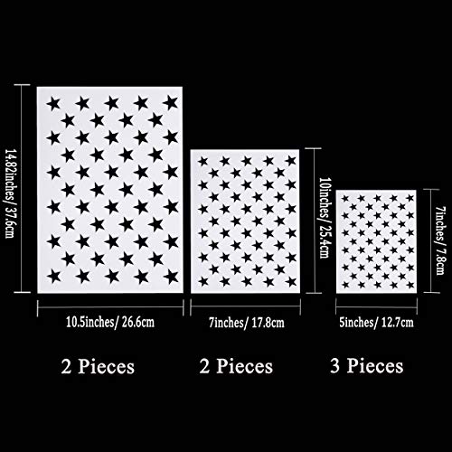 Whaline 7 Pieces American Flag 50 Stars Stencil Template For Painting On Wood, Fabric, Paper, Airbrush, Walls Art, 2 Large, 2 Medium And 3 Small For Flag Day, Independence Day #TOP1