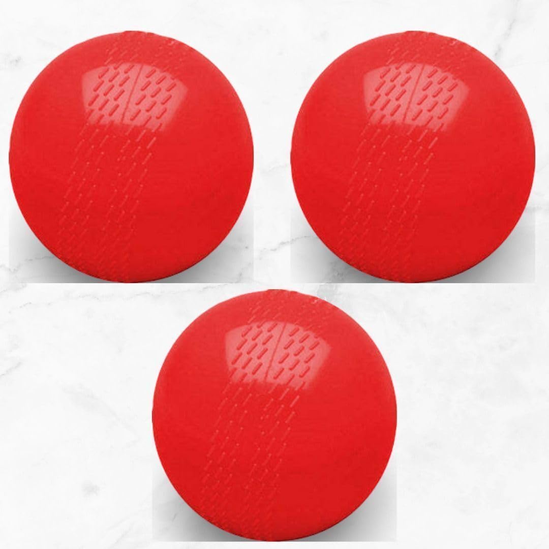 Cricket Hard Plastic Ball 50 Gram Perfect for Cricket Plastic Cricket Training Ball (Standard, Pack of 3, Red)-picture-20