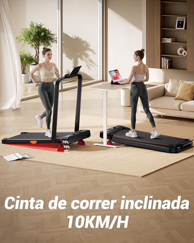 UMAY 4 en 1 Cinta de Correr Plegable con Inclinación, Walking Pad,Amortiguación y Motor Silencioso de 2,5CV Cinta de Andar Plegable Puede Soportar 136 KG