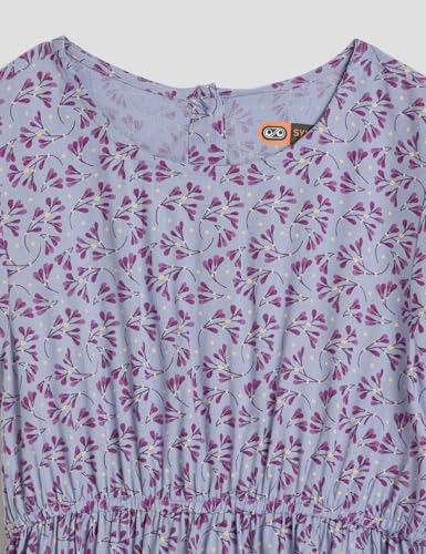 Image of Amazon Brand - Symbol Girls Fit and Flare Printed Rayon Dress | Age 6-14 Years