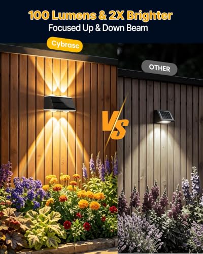 Cybrasc Solar Fence Lights Outdoor with Remote Control, 2 Pack, 100LM - image 2