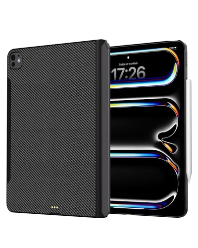 KU XIU Slim Magnetic Case for iPad Pro 13 Inch (M4) 2024, Compatible with Magic Keyboard and Support Apple Pencil Pro Wireless Charging, Carbon Fiber Texture iPad Pro 13 inch Portable Case-Black