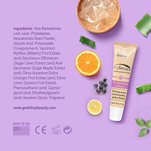 Godefroy Mybrows Pre Application Solution To Prep Skin for Temporary Tattoos, Eyebrow Transfers, & Brow Stamps, .27 Oz