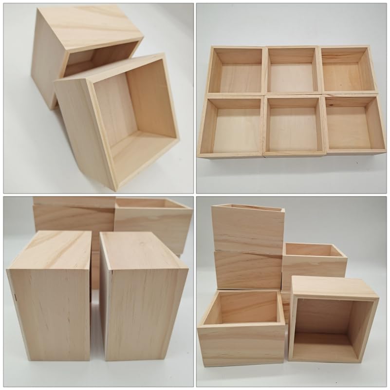 Amazon.co.jp: 2個 正方形 木箱 蓋なし 長10cm 奥6cm 木製 箱 記念品