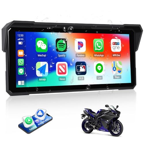 Image of Motorcycle GPS Navigation System with Wireless Carplay Android Auto 8.1 inch Moto CarPlay Screen with Dual Bluetooth, Navigation /Siri /G00gle Assistant Waterproof