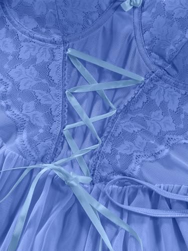 Image of Lilosy Sexy Garter Belt Mesh Lace Babydoll Lingerie Dress Set with Thong