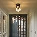 Edzemuwa 3-Light Ceiling Light Fixture, Flush Mount Ceiling Light in Matt Black Finish, Farmhouse Lighting for Porch Hallway Kitchen Bedroom